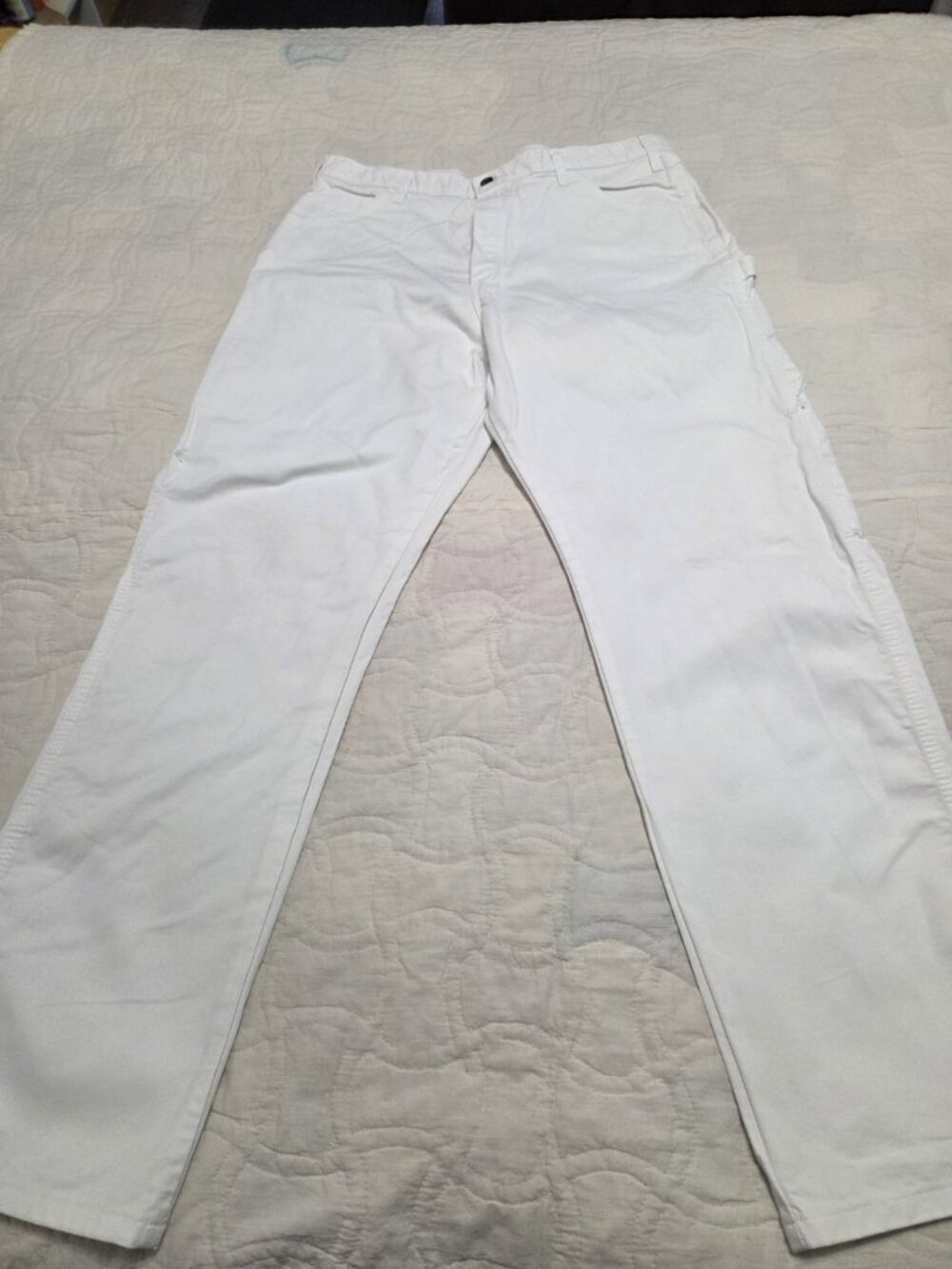 Dickies Carpenter Pants White Canvas Painters Men's 36x31.5 Distressed